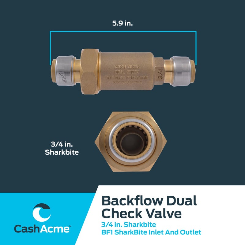 Cash Acme BF1 Dual Check Valve, 3/4 Inch Push to Connect, Compatible with SharkBite, BF13434SB - Image 5